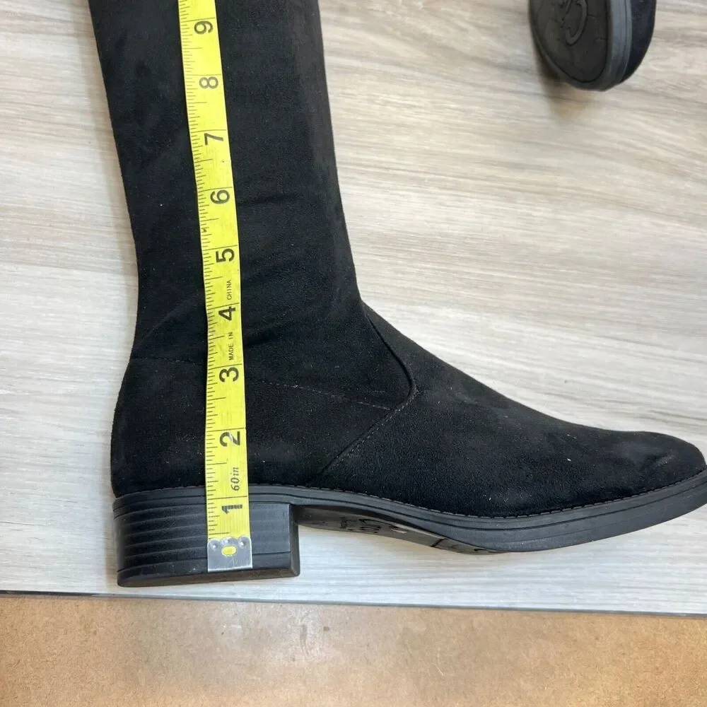 Circus By Sam Edelman Women Black Faux Suede Block Heel Over The Knee‎ Boots 7.5